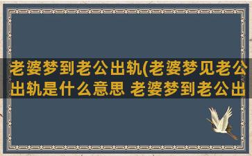 老婆梦到老公出轨(老婆梦见老公出轨是什么意思 老婆梦到老公出轨是什么意思)